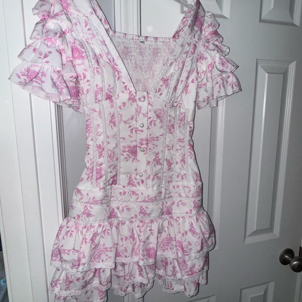 Floral Pink Ruffle Dress (loveshackfancy inspired)